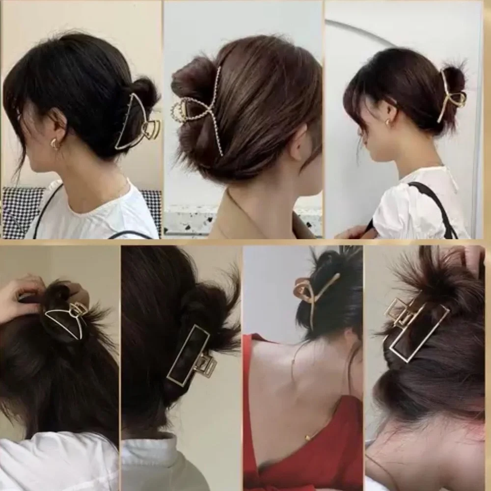 Gold Toned Metal Hair Claw Hair Clip